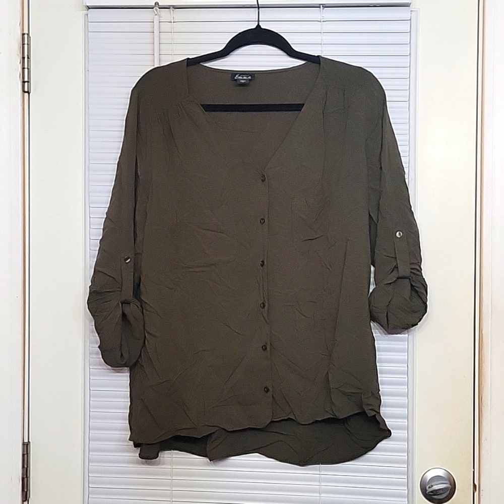 Emma 1X Olive green blouse